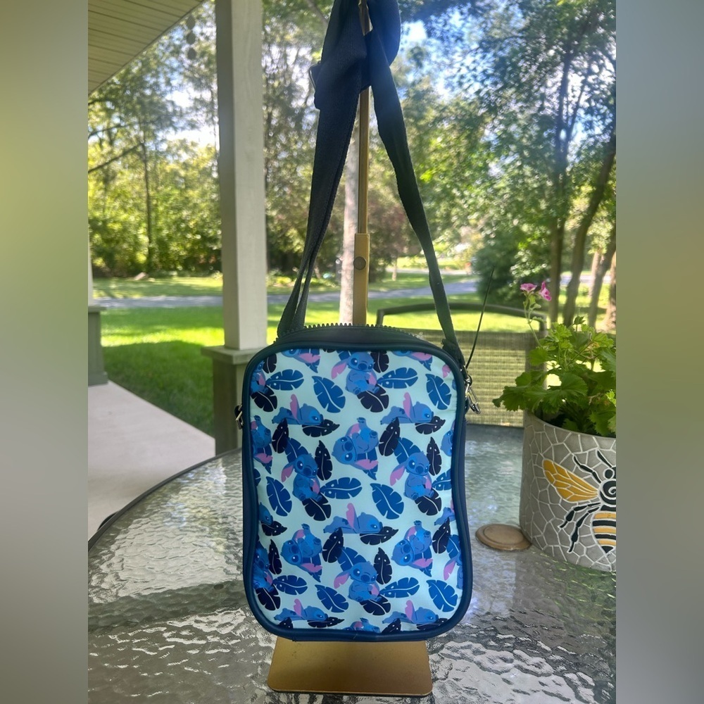 NWT- DISNEY Stitch Crossbody Bag with Blue Leaf Print. - Picture 3 of 5